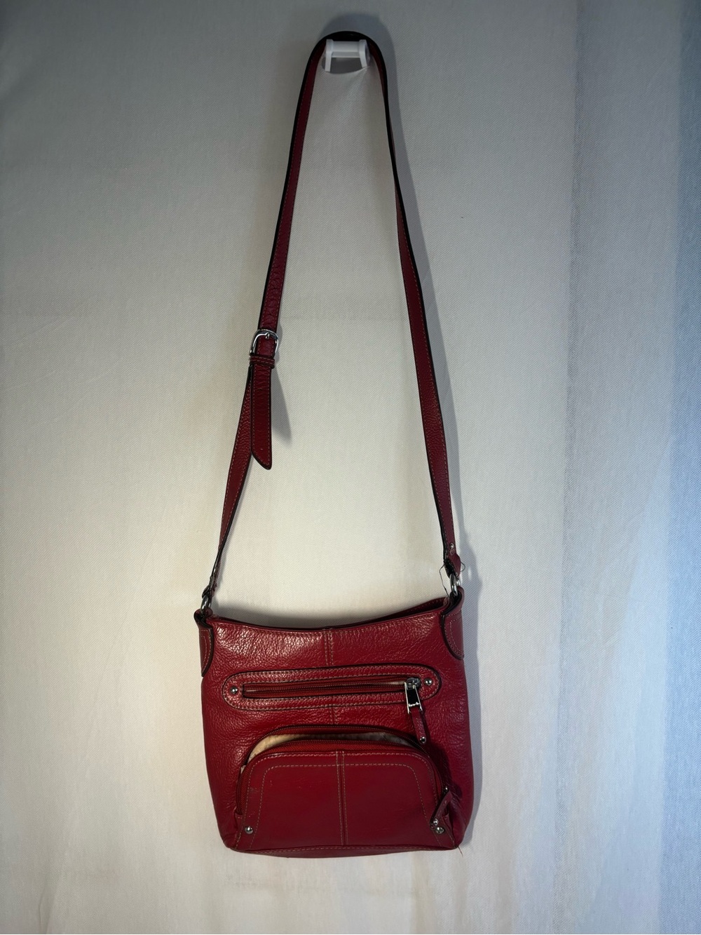 Tignanello Red Leather Crossbody Shoulder Bag